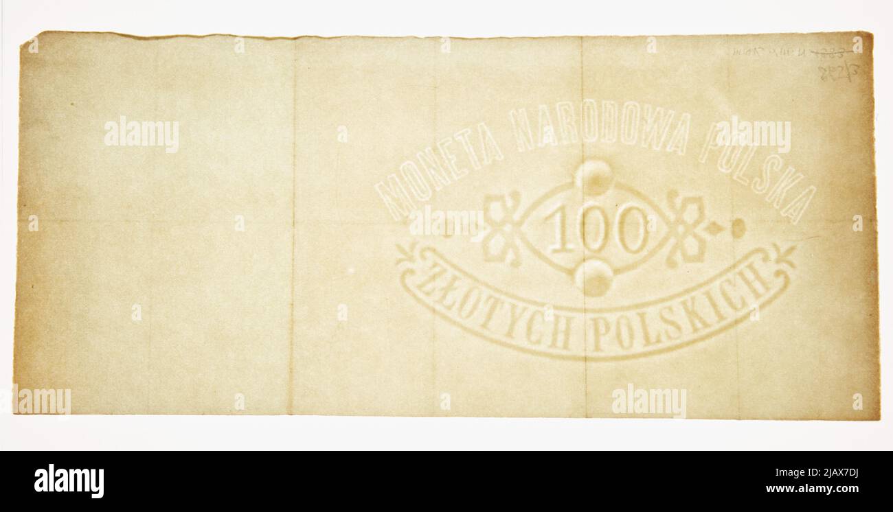 Cento zlotys polacchi (banconote) Rzeczni Narodowy 1863, Pili Ski, Adam (1810 1887) Foto Stock