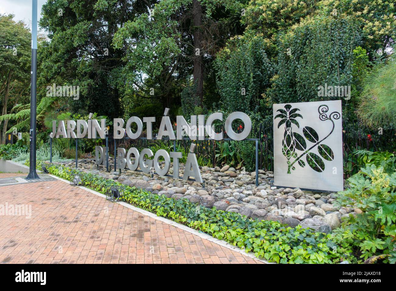 Bogota, Colombia, 22 aprile 2022. Ingresso al giardino botanico di bogota (Jardin Botanico de Bogota). Foto Stock