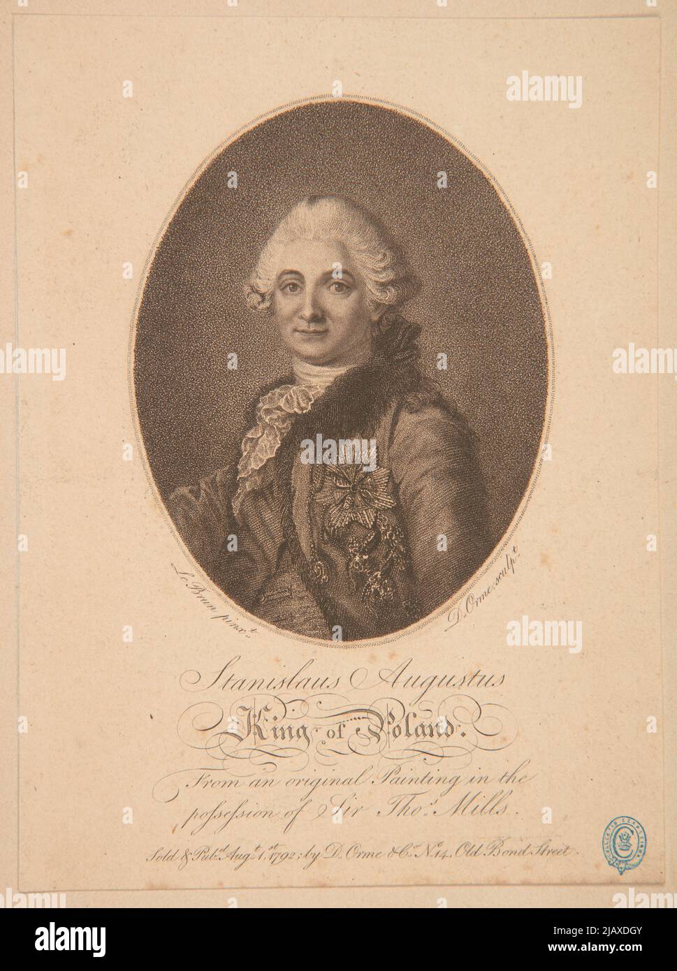 Stanislao Augusto Re di Polonia () [Stanisław August Poniatowski] Orme, Daniele (CA 1766 CA 1802), Lebrun, Jean Baptiste Pierre (1748 1813) Foto Stock