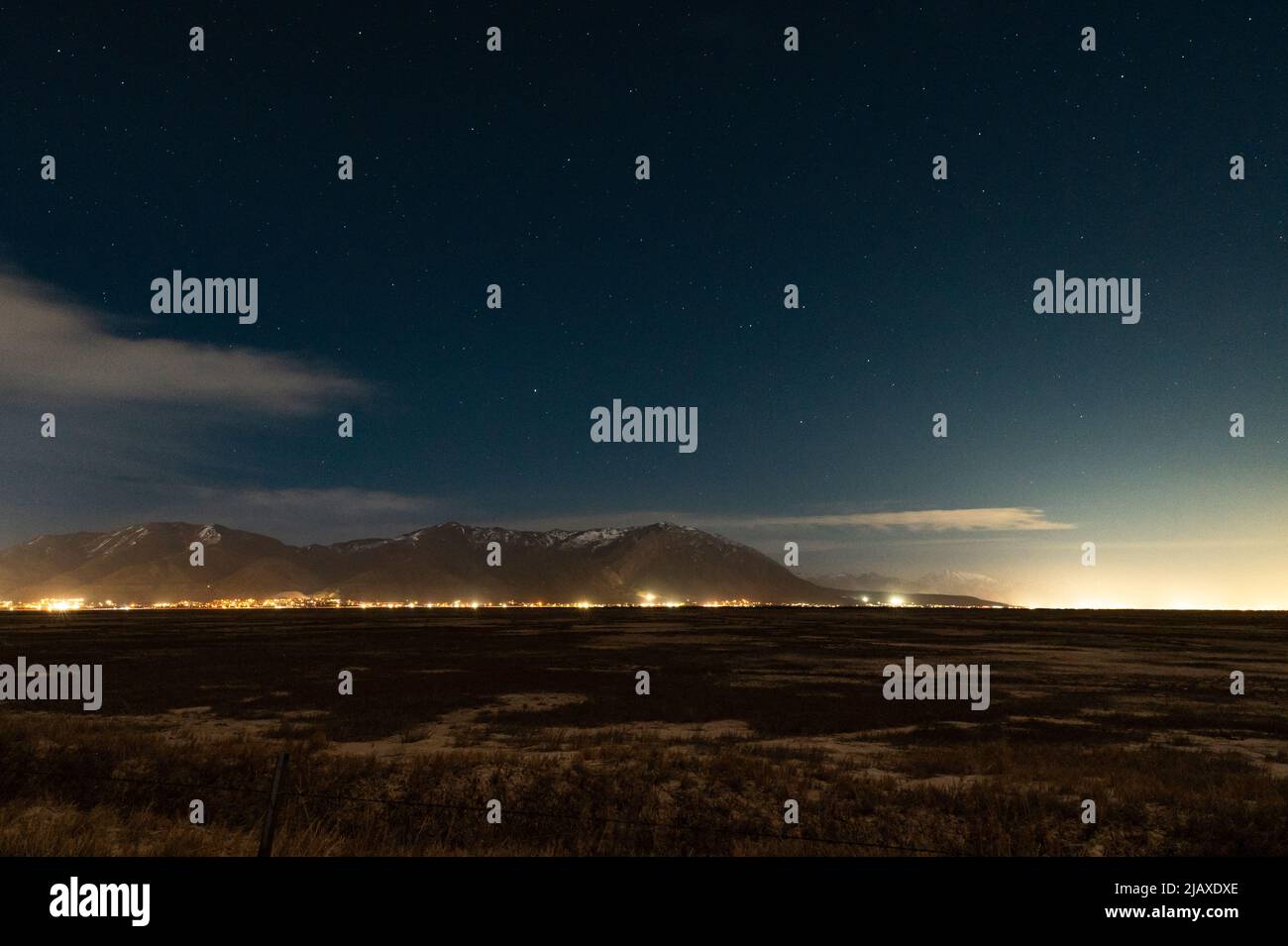 Paesaggio urbano notturno di Brigham City di notte nello Utah Foto Stock
