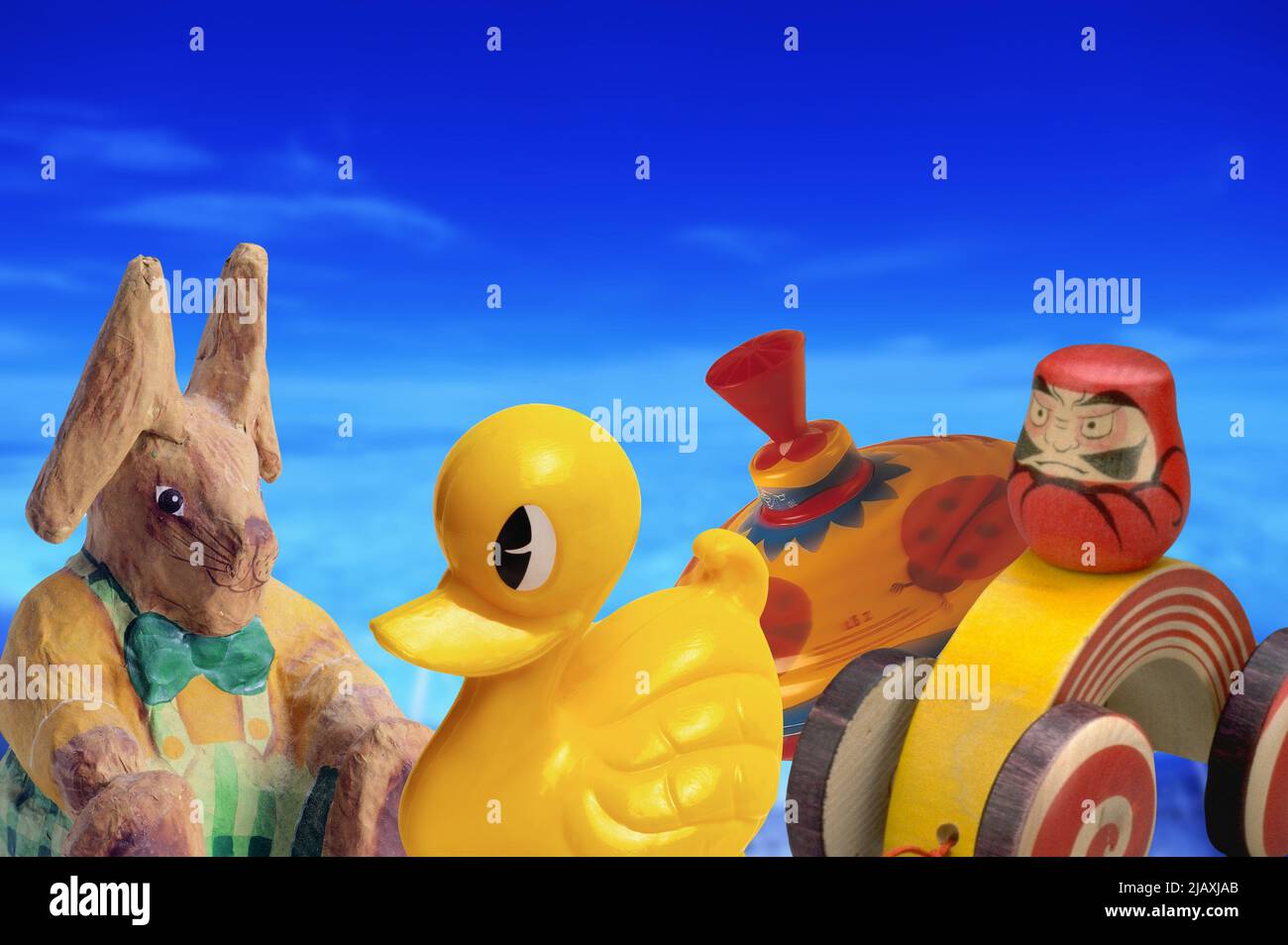 Una collezione di giocattoli d'epoca Foto Stock