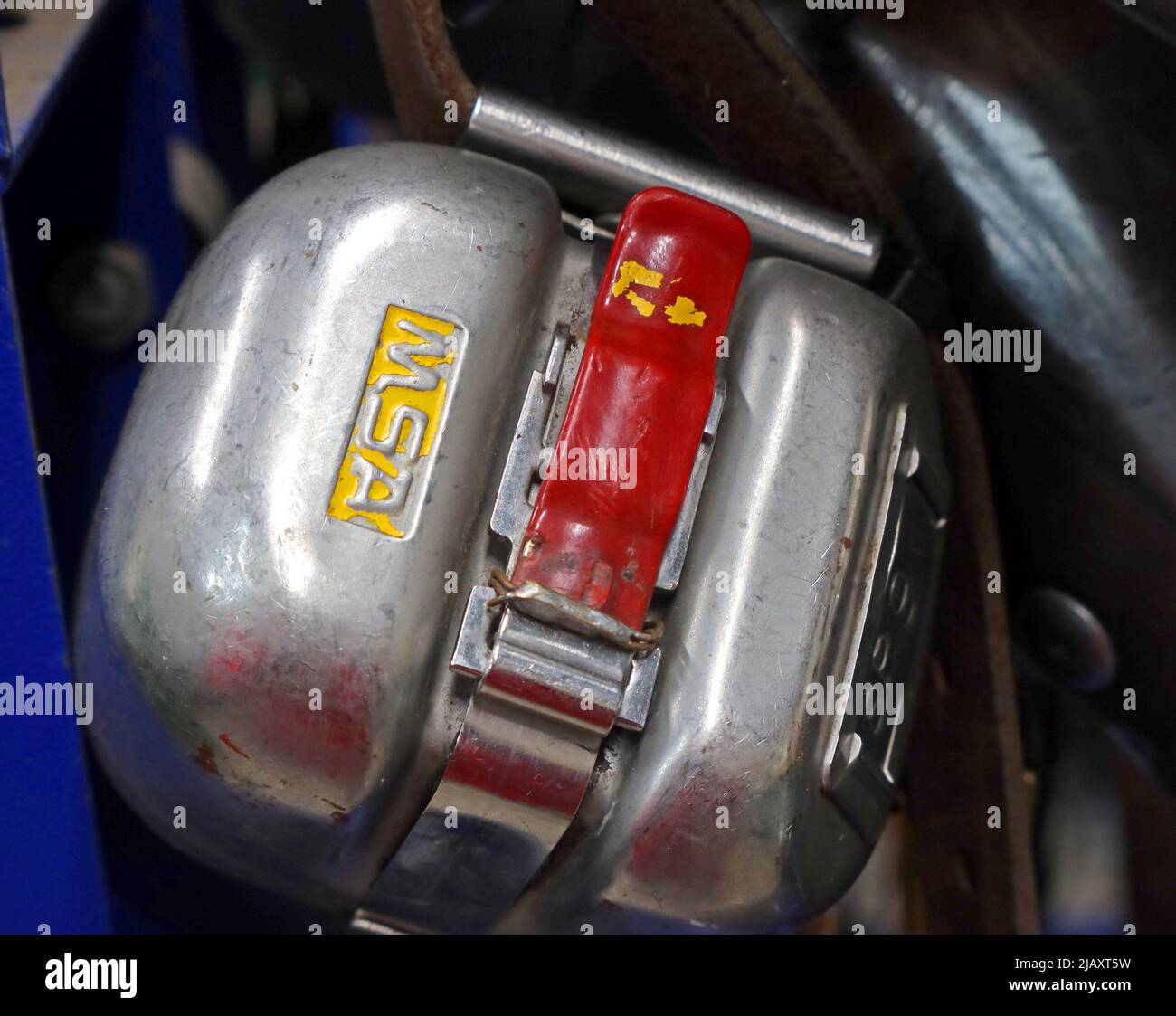 MSA, Miners Self-rescue Respirator, W265, in una fossa del Galles del Sud Foto Stock