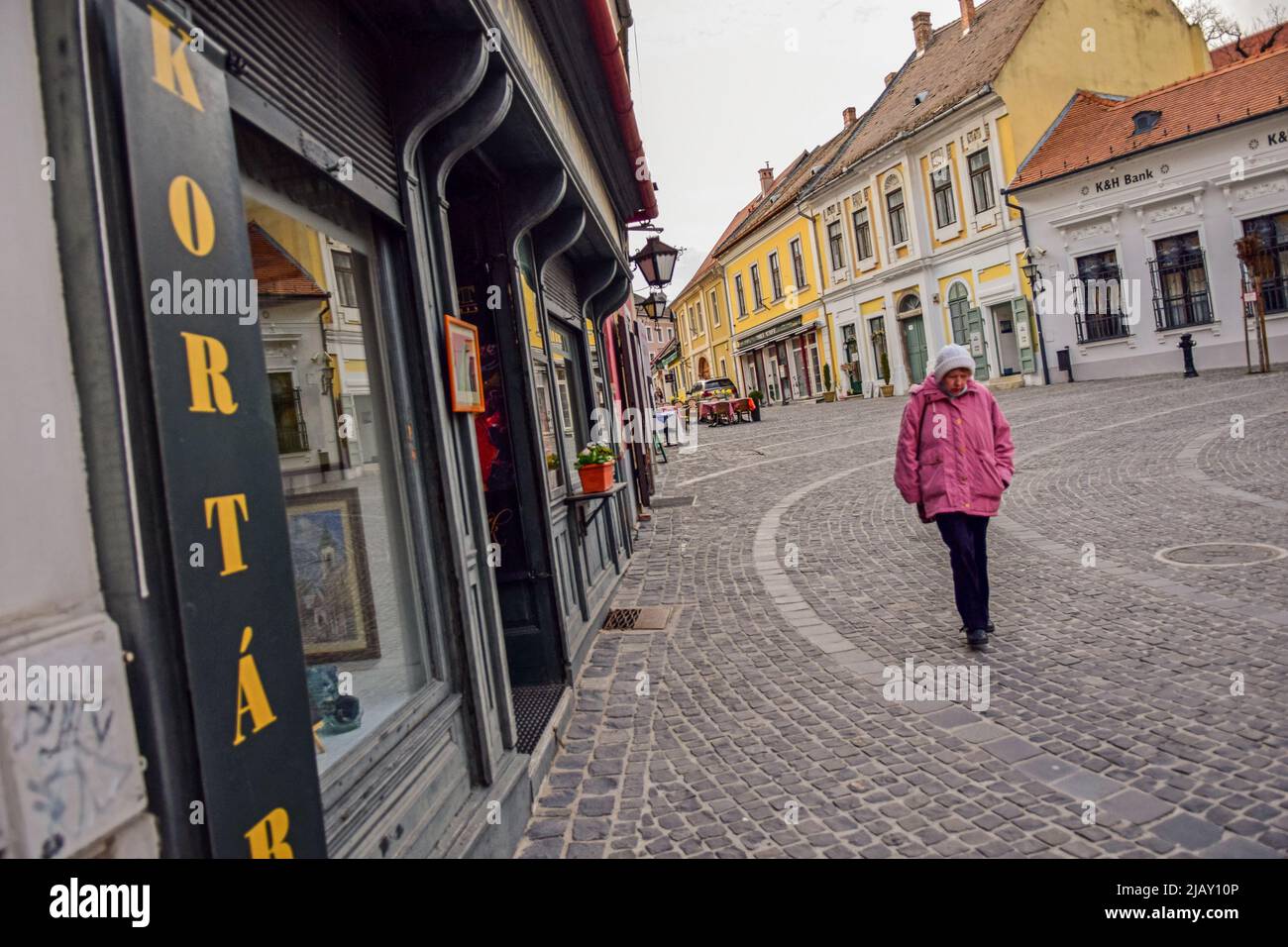 Strade di Szentendre, una città fluviale della contea di Pest, Ungheria, Foto Stock