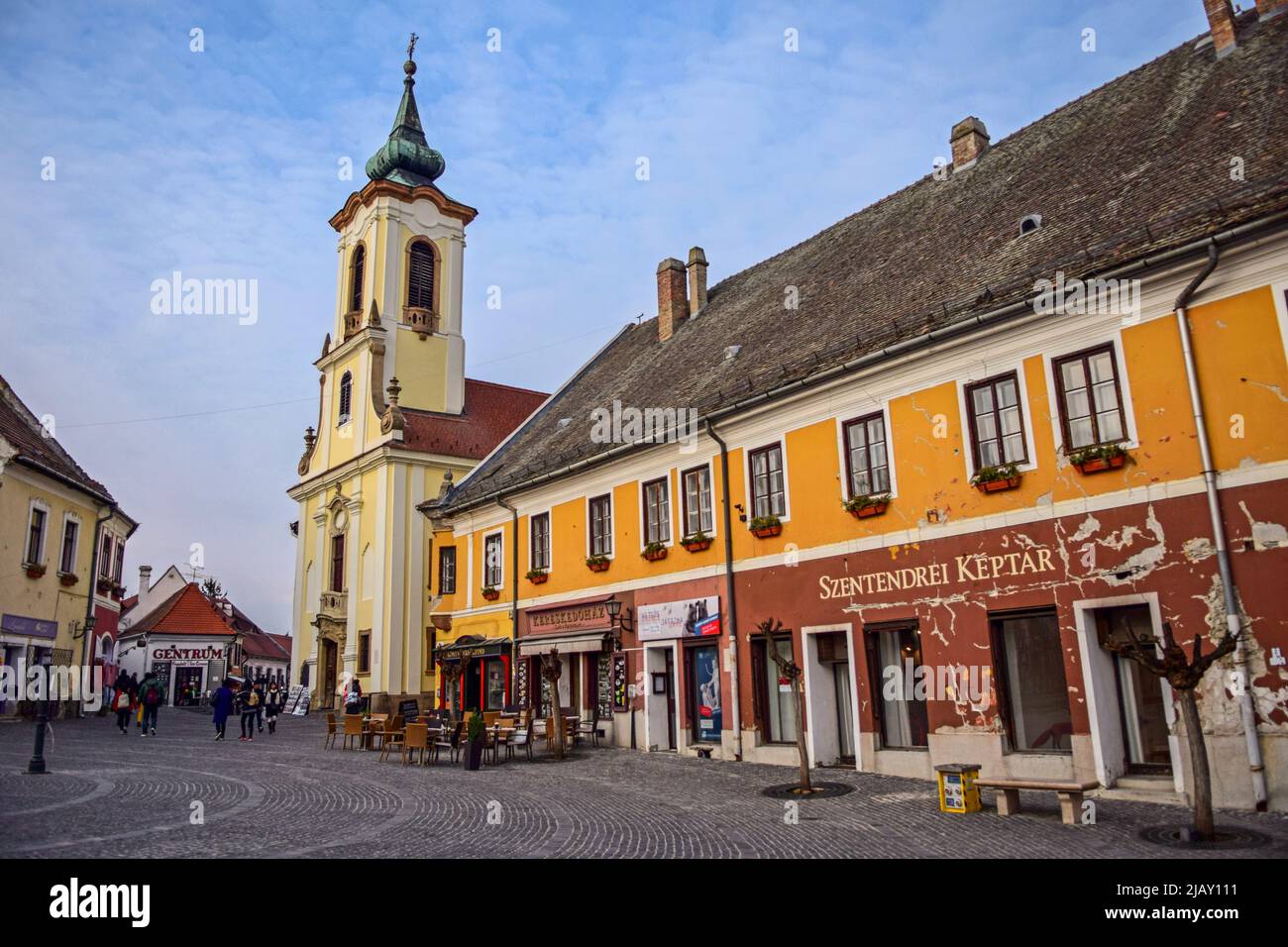 Strade di Szentendre, una città fluviale della contea di Pest, Ungheria, Foto Stock
