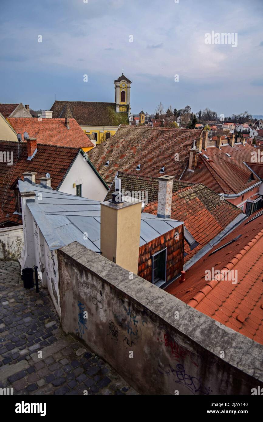 Strade di Szentendre, una città fluviale della contea di Pest, Ungheria, Foto Stock