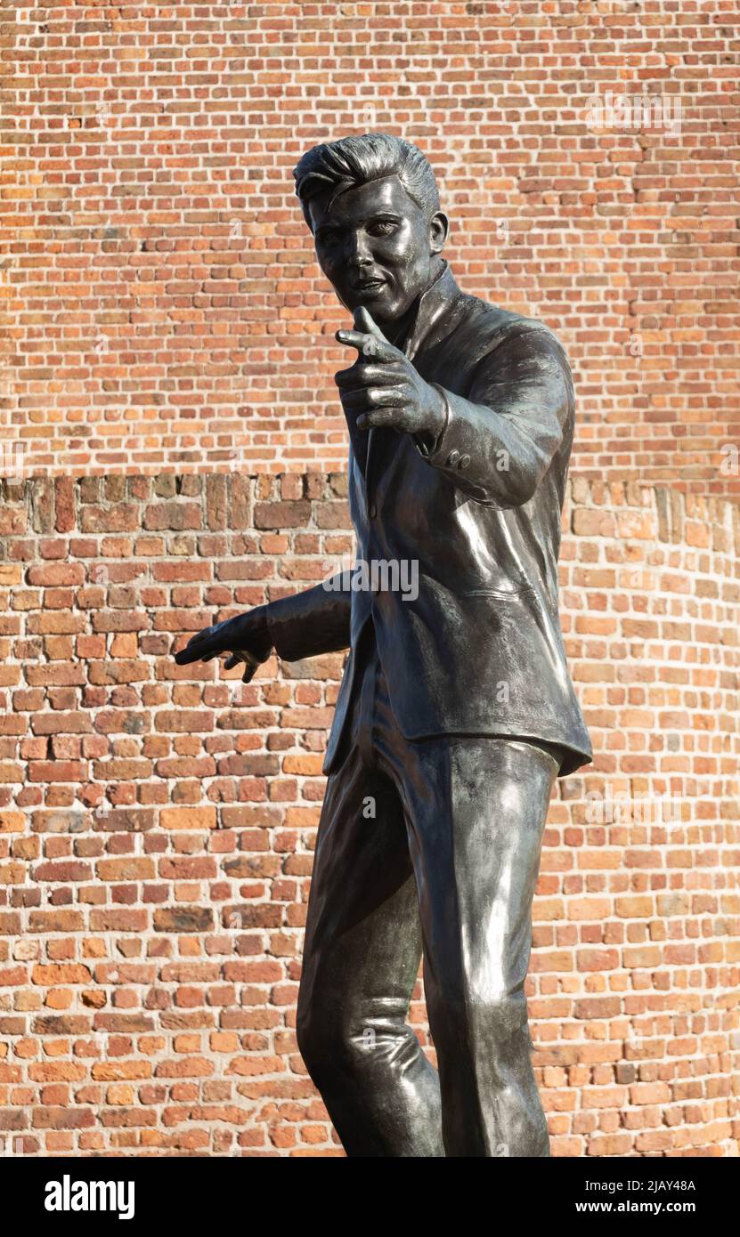 Statua di Billy Fury al Royal Albert Dock di Liverpool Foto Stock