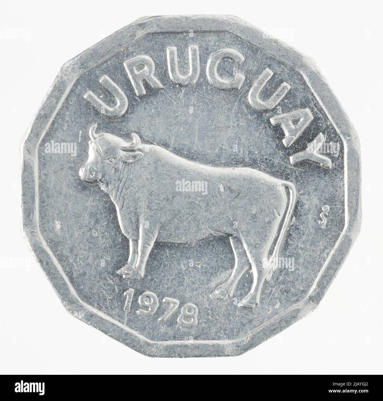 Urugwaj (Repubblica), 5 centsimes, Santiago di Chil, la valuta del Cile Foto Stock