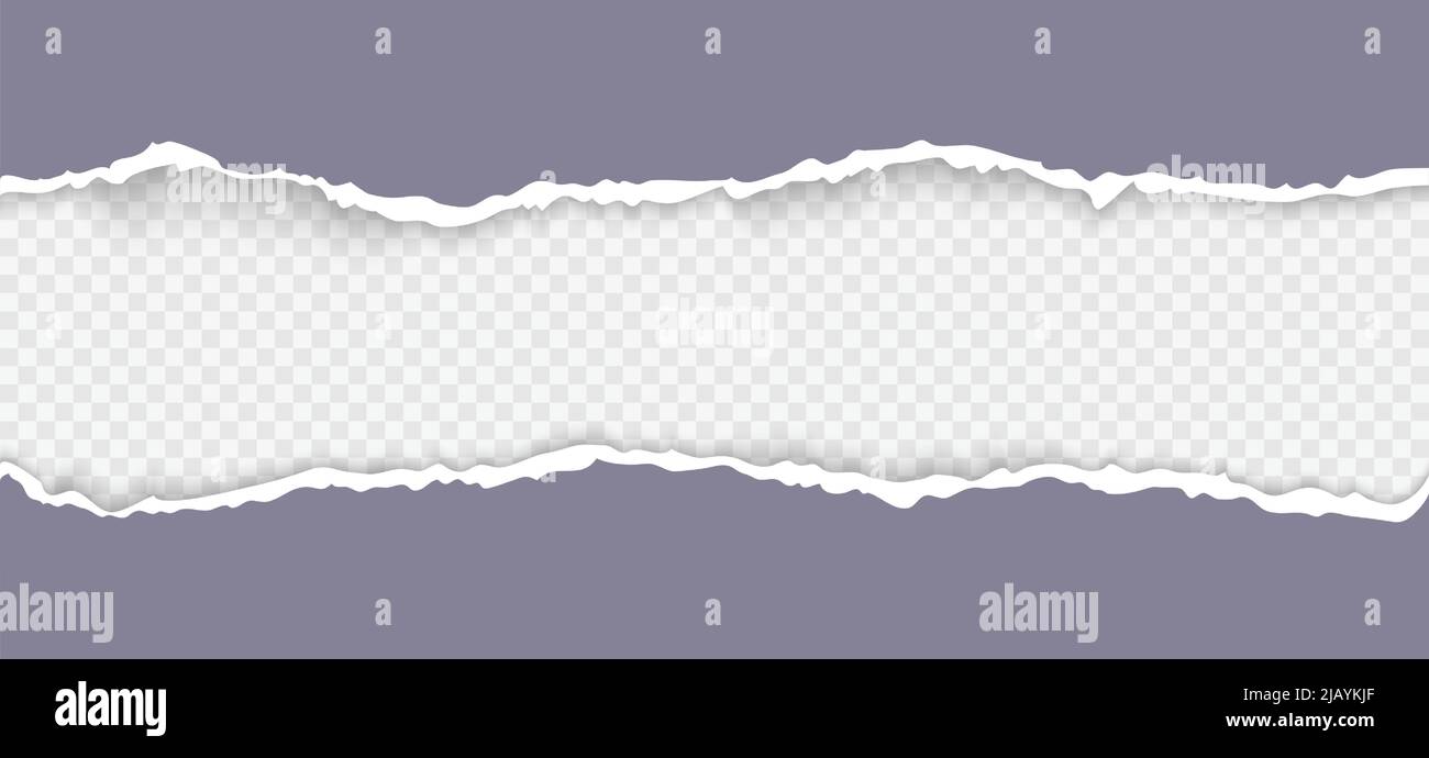 Effetto texture carta con bordo danneggiato isolato su sfondo trasparente immagine vettoriale realistica Illustrazione Vettoriale