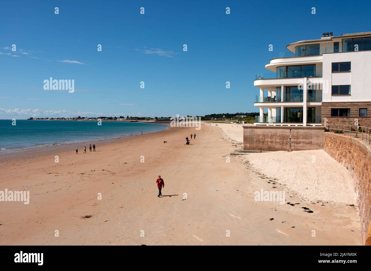 Long Beach (Gorey Beach) nella Royal Bay di Grouville Foto Stock