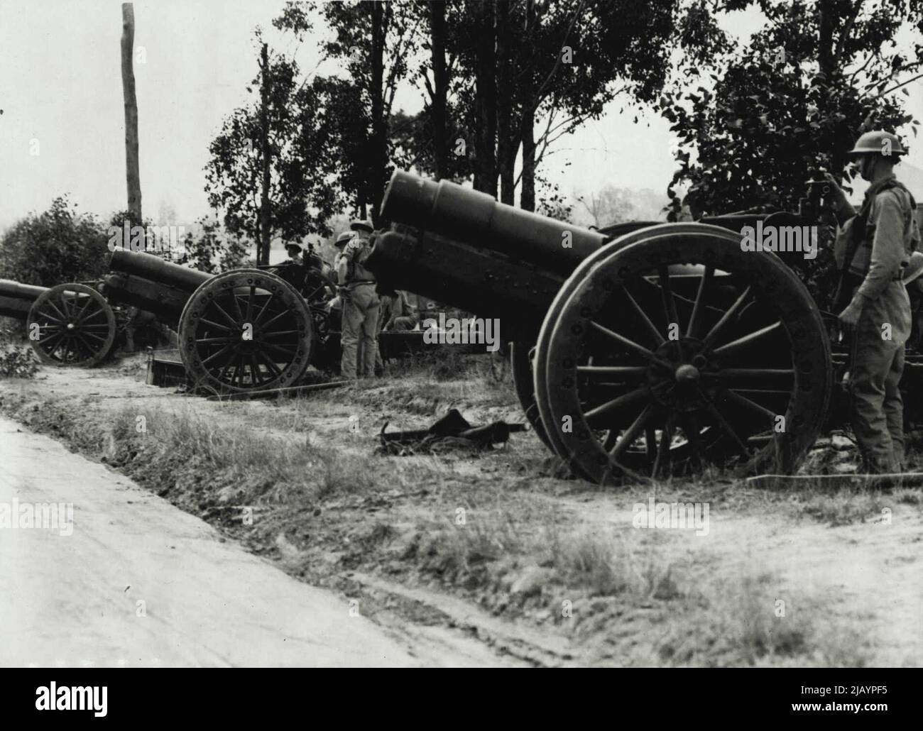 155mm Howitzer - Guns War file. Ottobre 16, 1939. Foto Stock