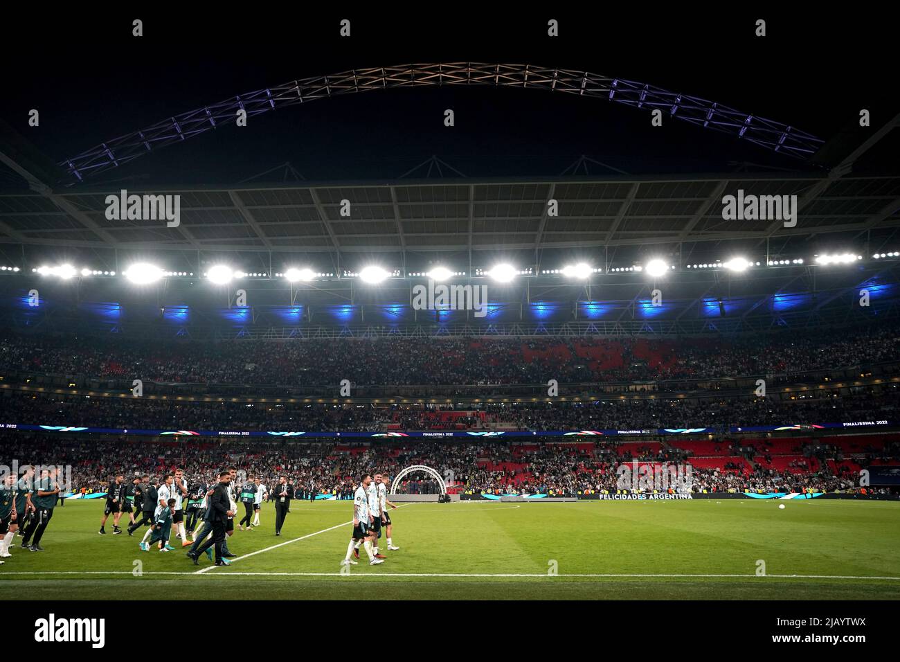 Vista generale dopo la Finalissima 2022 al Wembley Stadium di Londra. Data foto: Mercoledì 1 giugno 2022. Foto Stock