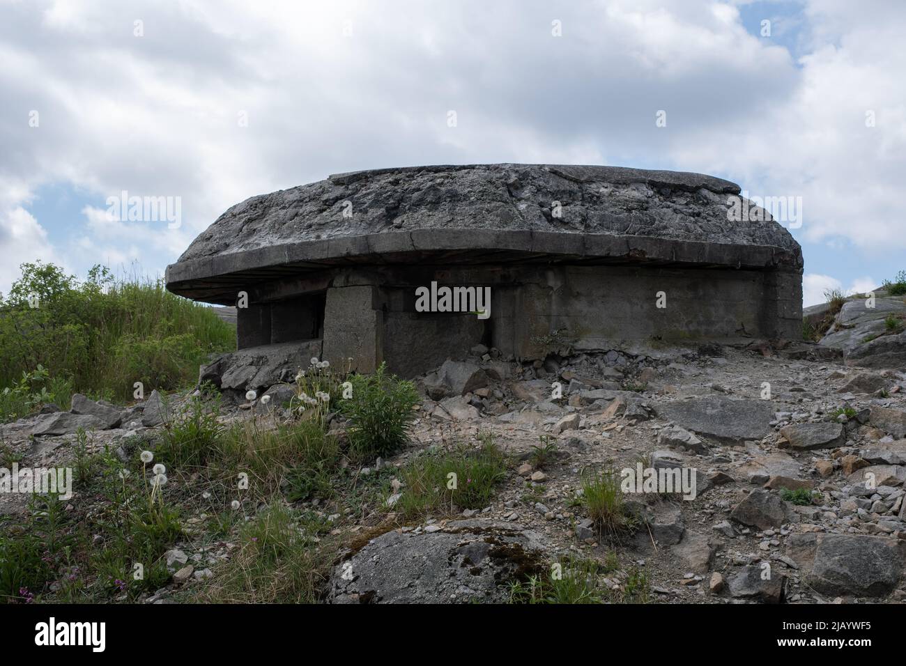 Sarpsborg, Norvegia - 20 maggio 2022: Il forte di Greaker si trova su una collina stretta sopra il centro della città. Fu in battaglia durante la seconda guerra mondiale durante il Germa Foto Stock