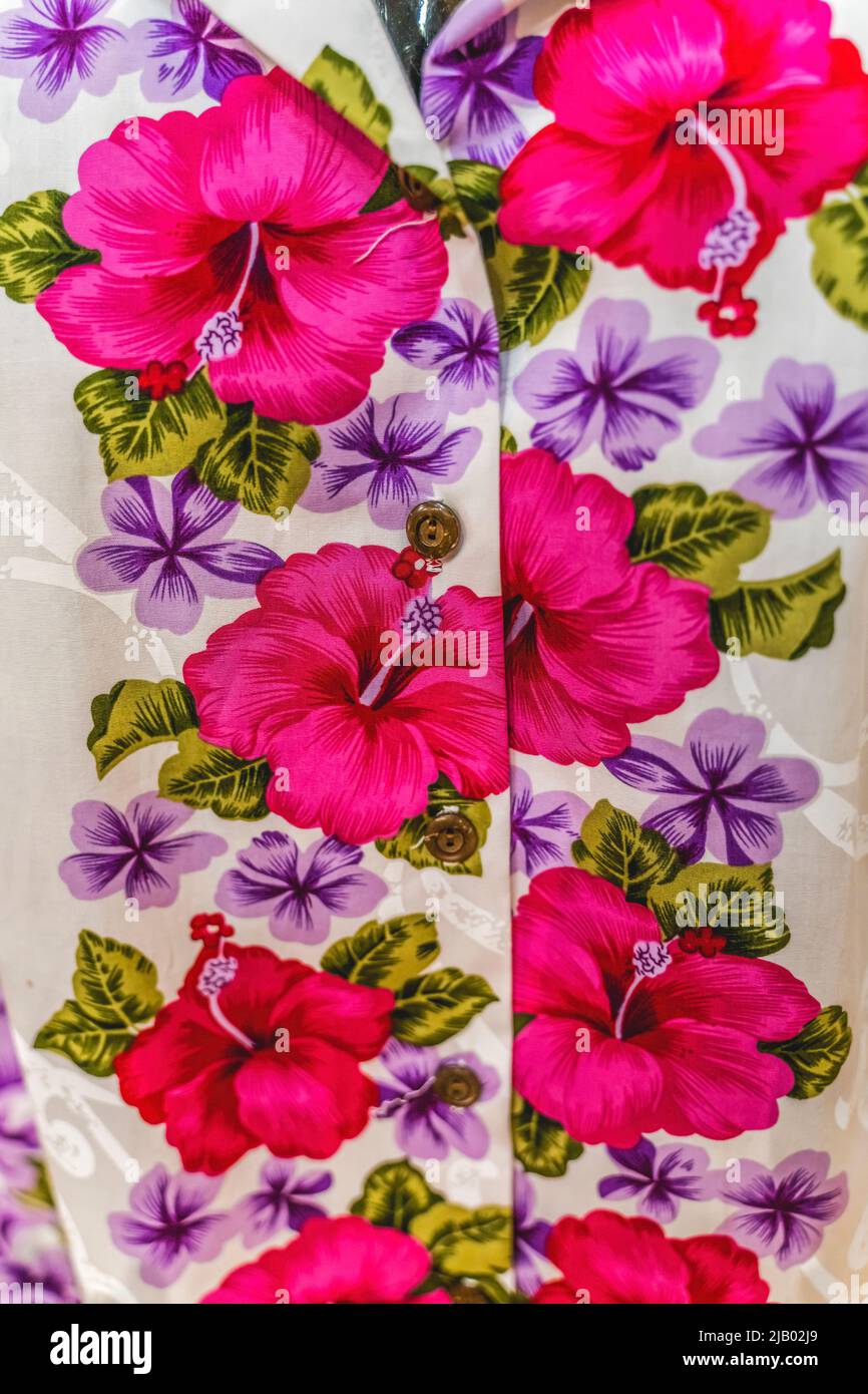 Loud Camicia Hawaiana, Rosso Scuro Con Boats, Ibisco, S, 122cm