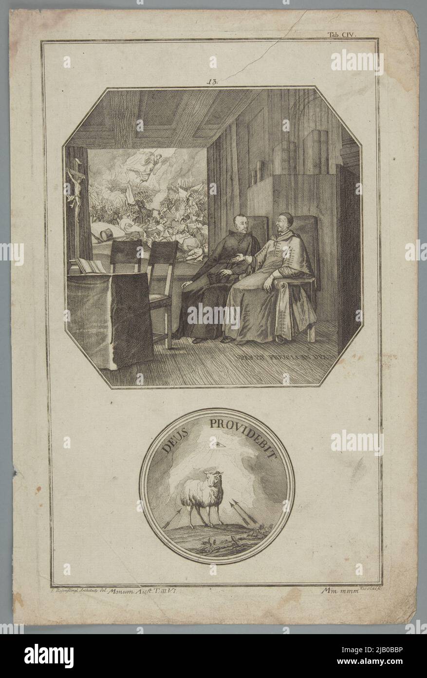 Una serie di illustrazioni che simboleggiano virtù / caratteristiche e atteggiamenti umani: Speranza e fiducia in Dio; Dio fornirà. Nicolai, Georg, Rosenstiegl, Franz Foto Stock
