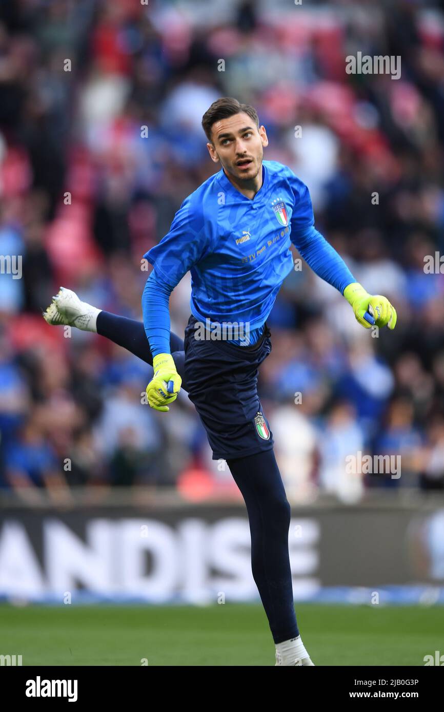 Alex Meret (Italia) durante la partita UEFA Champions League 0-3 Argentina al Wembley Stadium il 1 giugno 2022 a Londra, Inghilterra. Credit: Maurizio Borsari/AFLO/Alamy Live News Foto Stock
