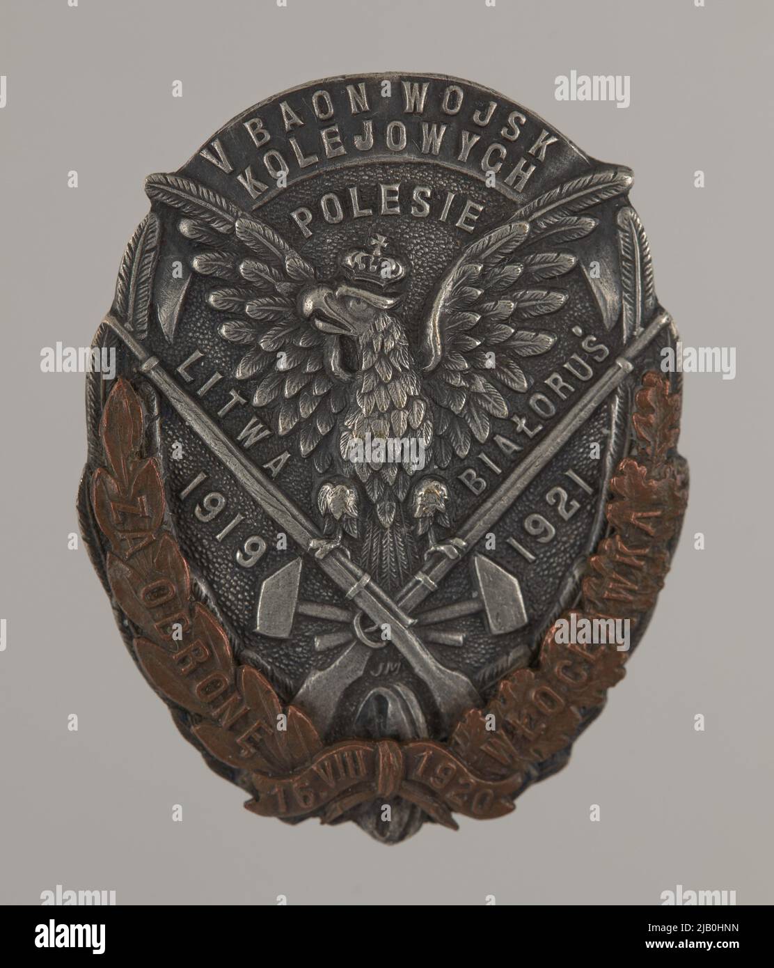 Distintivo commemorativo del Battaglione dell'Esercito ferroviario del 5th per la difesa di Włocławek Michrowski, Józef Foto Stock