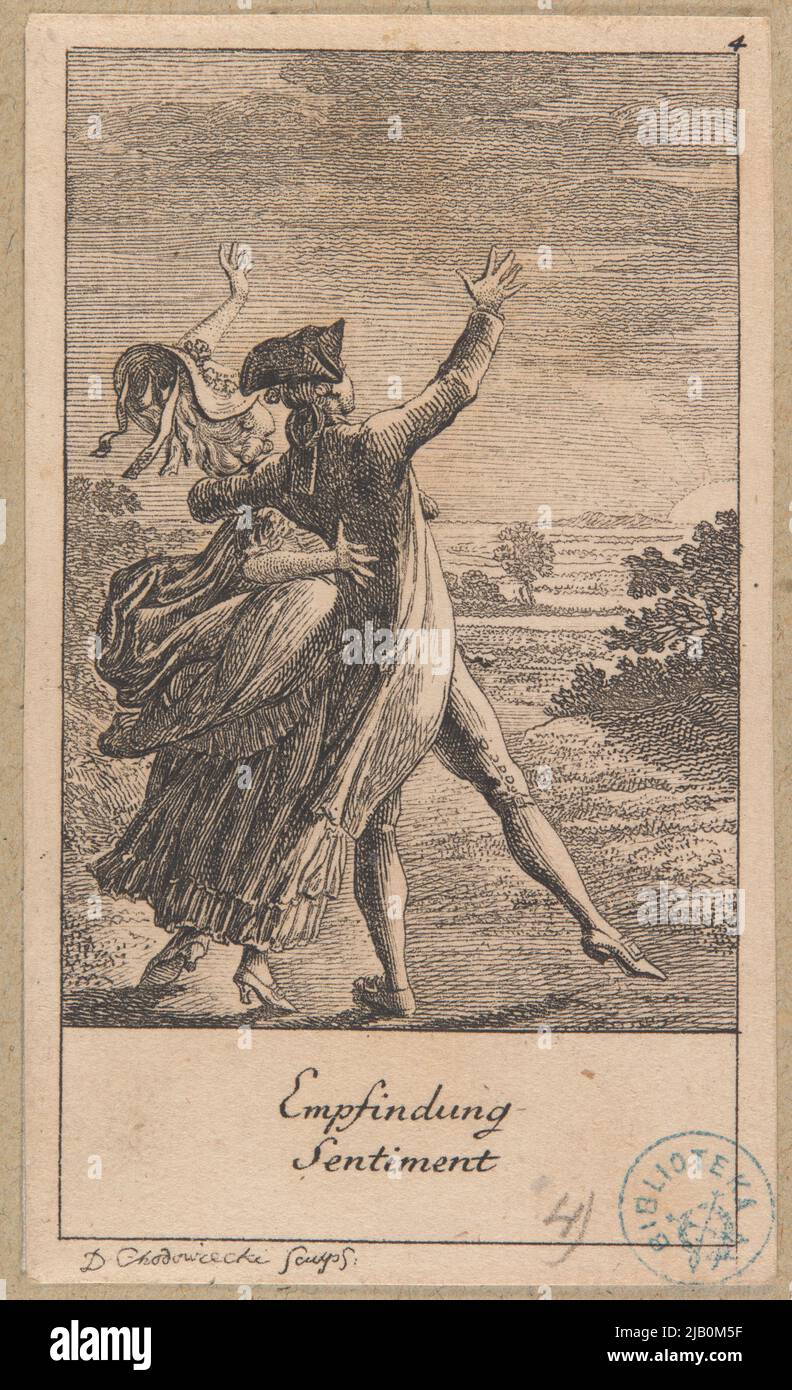 4 (dal 12), pubblicato in: Almanac de Goettua intitolato: Azione naturale e affetta della vita , Serie II, 1779 Chodowiecki, Daniel Nikolaus (1726 1801) Foto Stock