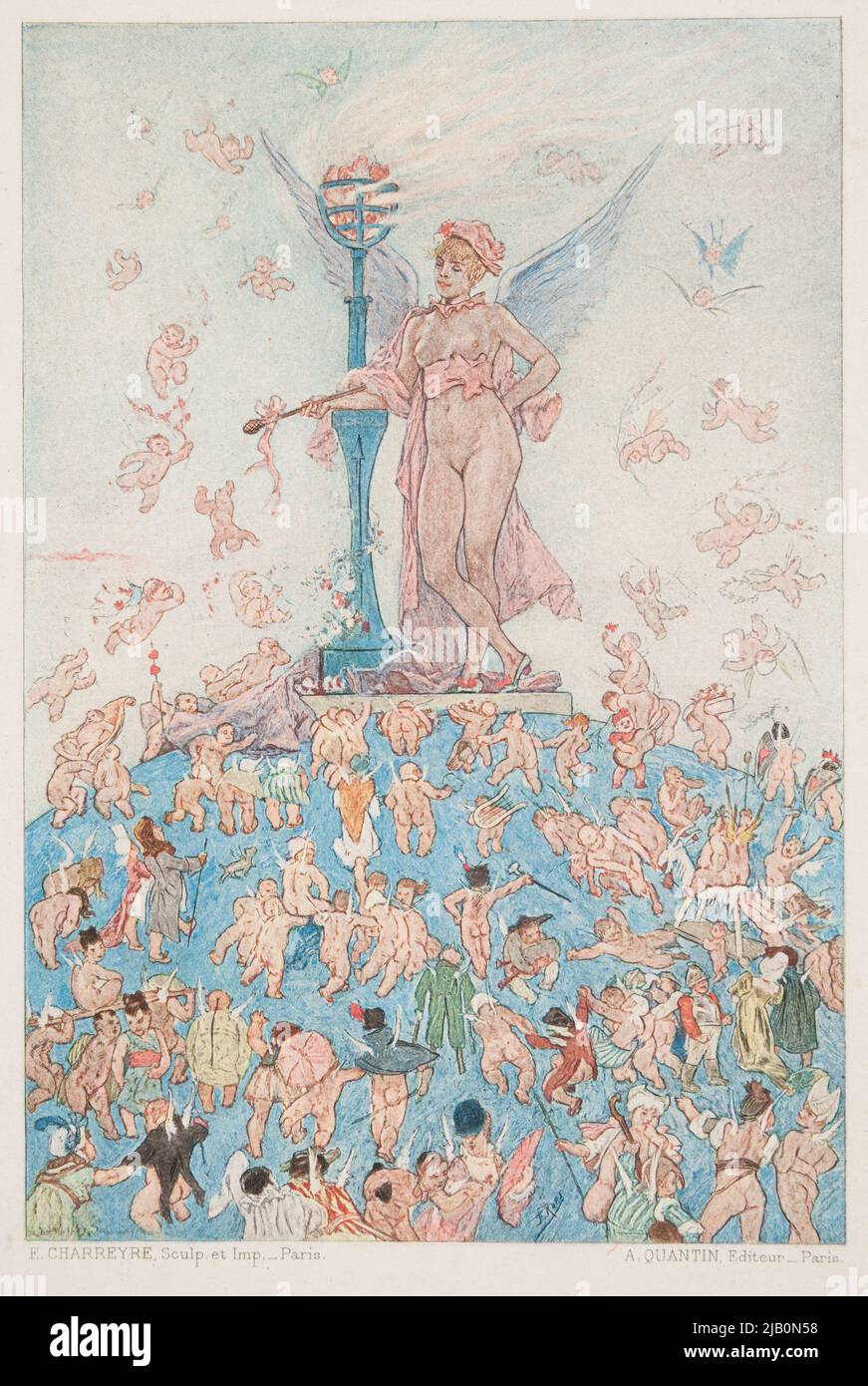 Amore che prevale sul mondo / amore che controlla il mondo / amore che regna sul mondo Frontispie / Frontyspis / Frontispie: Ottave Uzanne, la femme et la mode, 1885/1892 ROPS, Félicien (1833 1898), Charreyre, E., Quantin, Albert (1850 1930) Foto Stock