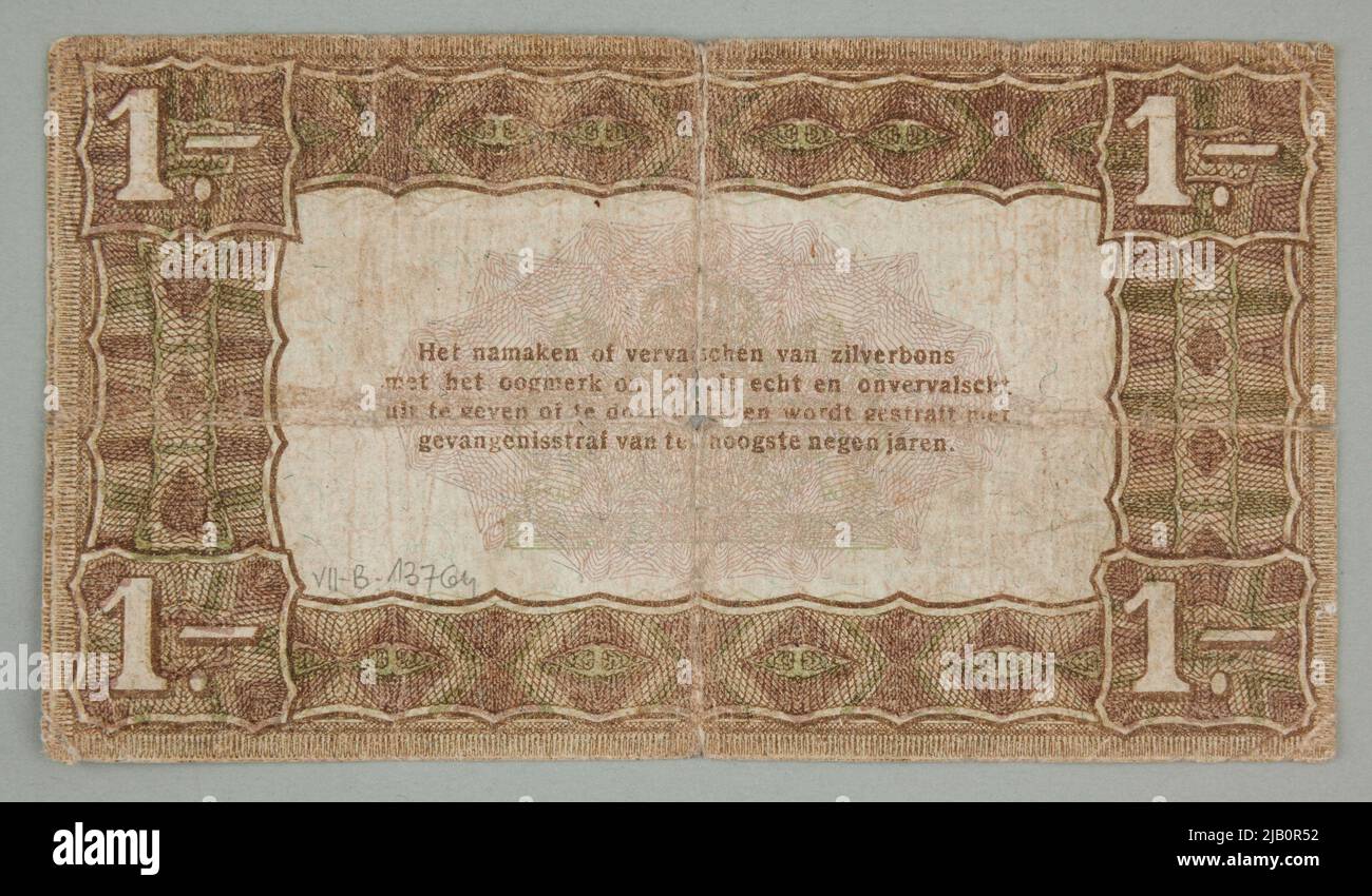 Banknot dopo 1 Guilder; Zilverbon, Holandia, 1.02.1920 r. Foto Stock
