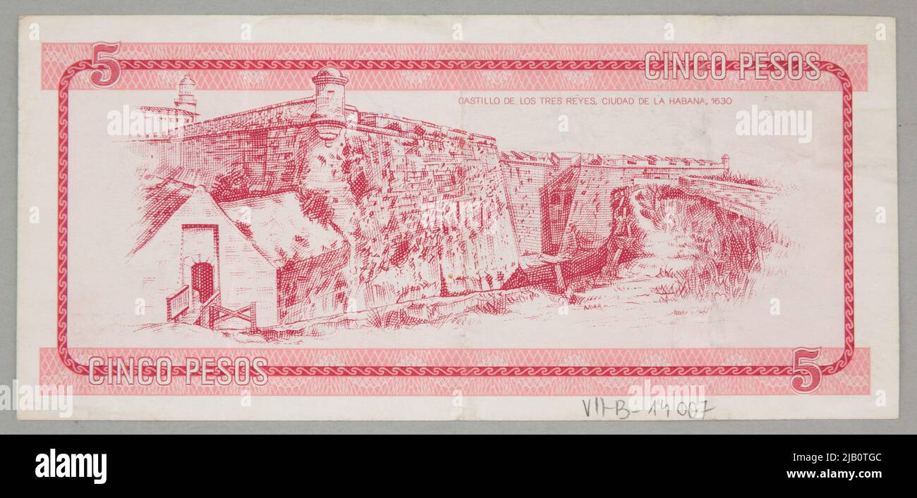 Certificato di valuta per banconote da 5 pesos; Kuba, B.R. (1985) Foto Stock