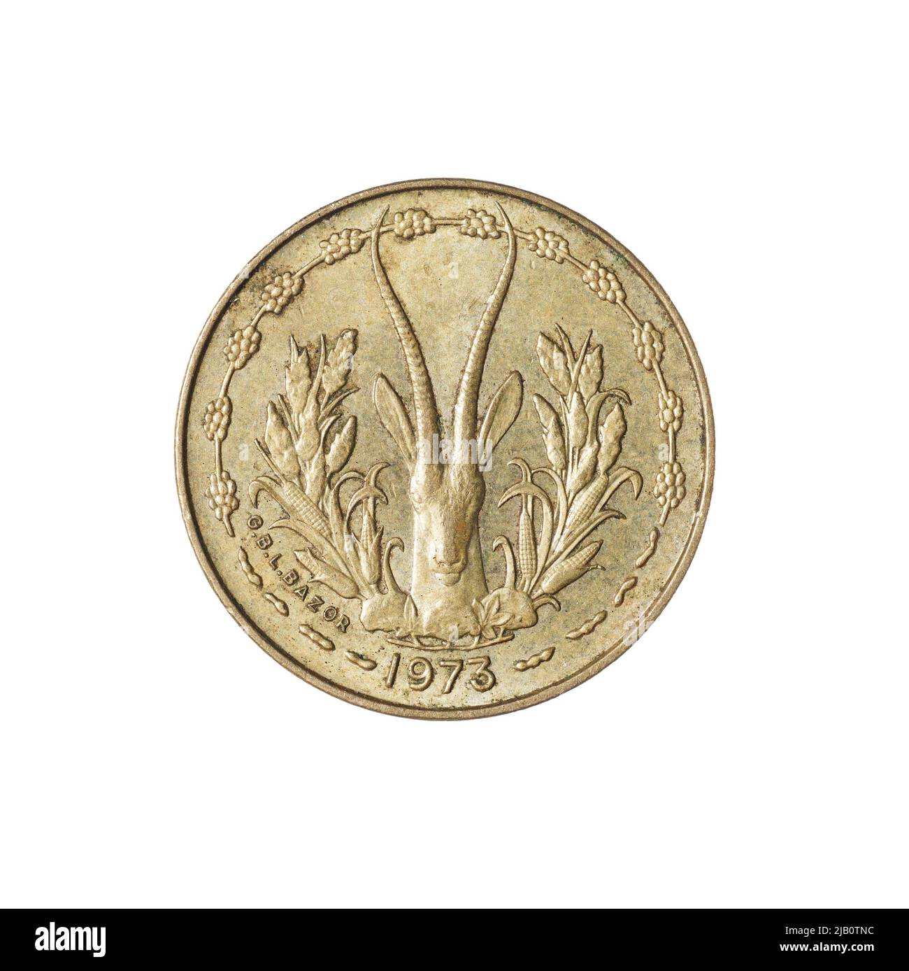 Africa occidentale, 5 franchi, 1973 Foto Stock