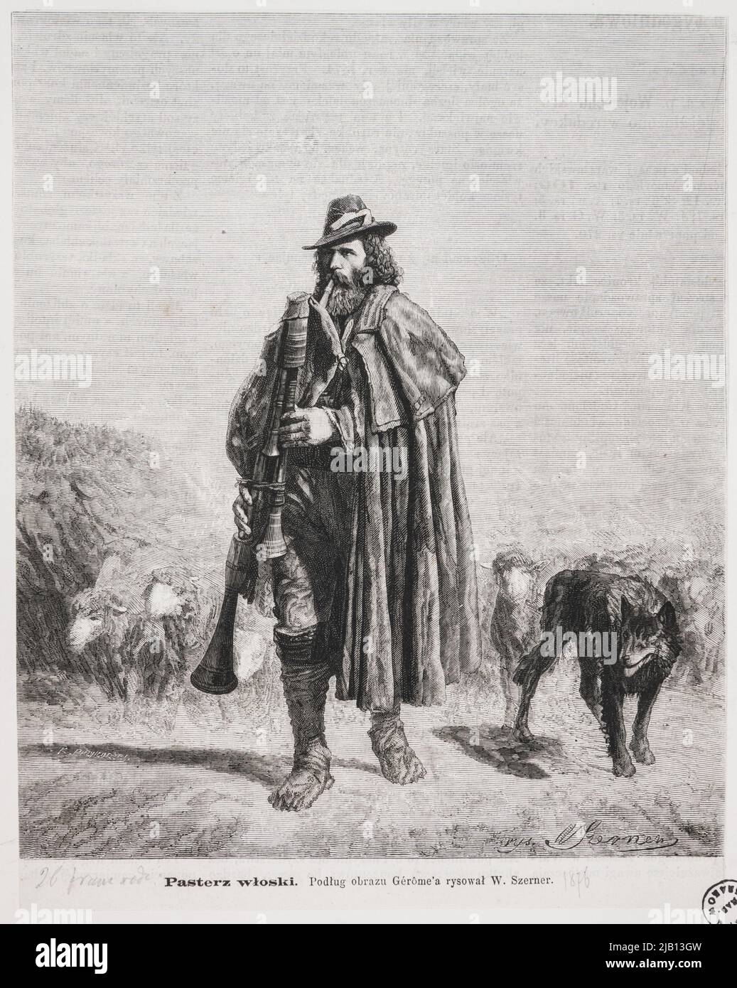 Il pastore italiano, secondo il dipinto di Jean L. Gérôme, fu disegnato da Władysław Szerner. Cleastle da Tygodnik Ilustrowany 1876 (1) 97 Skorski, Costanty (Fl. 1865 1882), Gérôme [Gerome], Jean Léon (1824 1904), Szenner, W Adys AW (1836 1915) Foto Stock