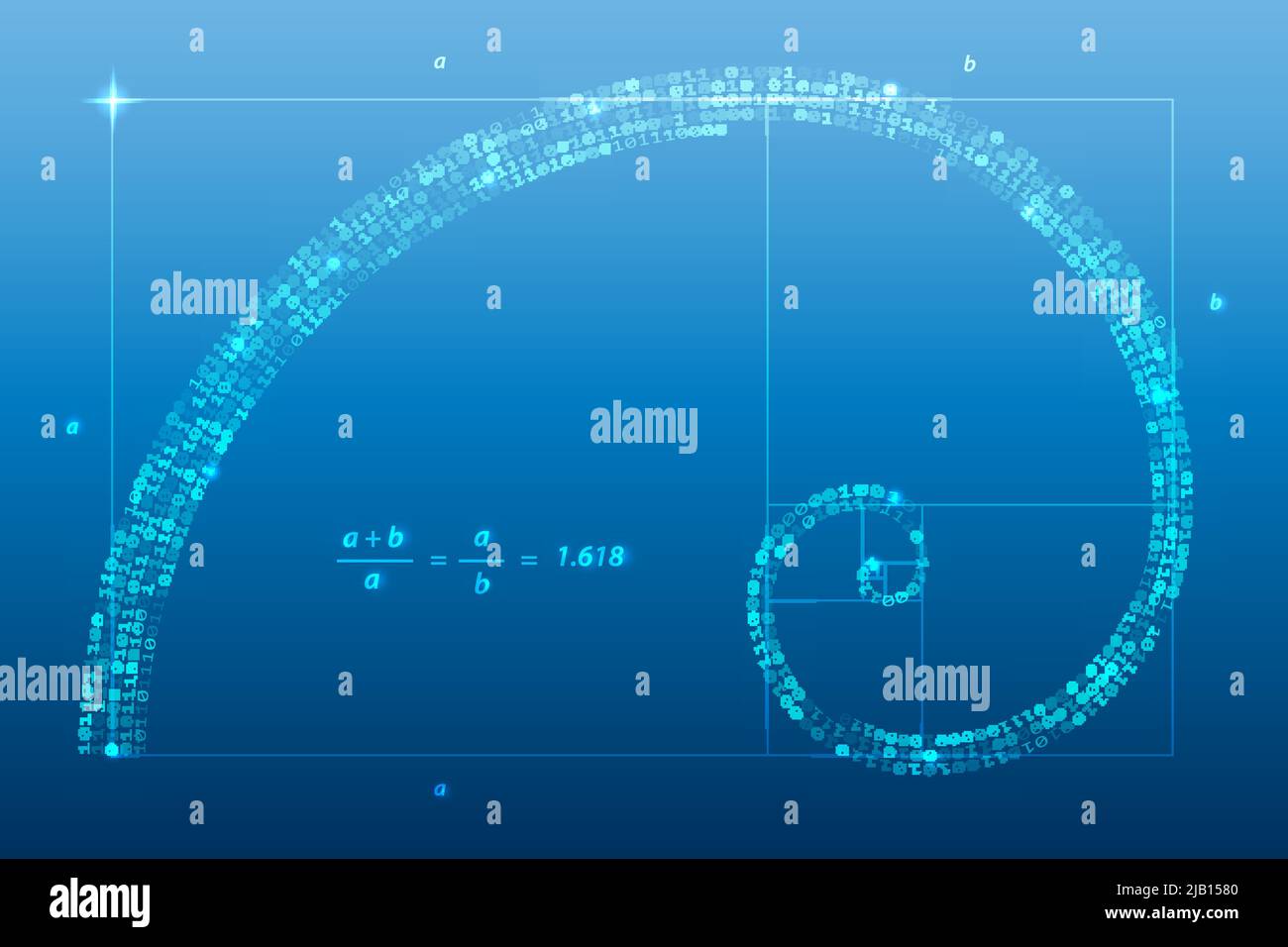 Digital rapporto aureo, simbolo spirale illustrazione vettoriale Illustrazione Vettoriale