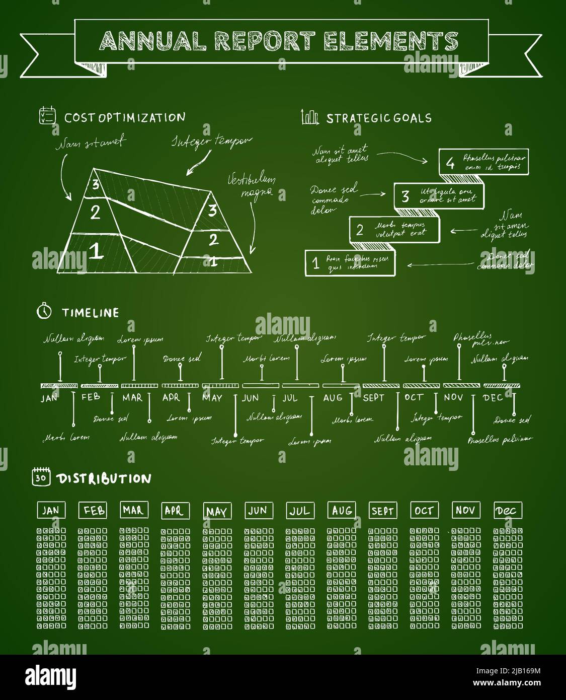 Chalkboard infographics elementi per i grafici e i diagrammi illustrazione vettoriale Illustrazione Vettoriale
