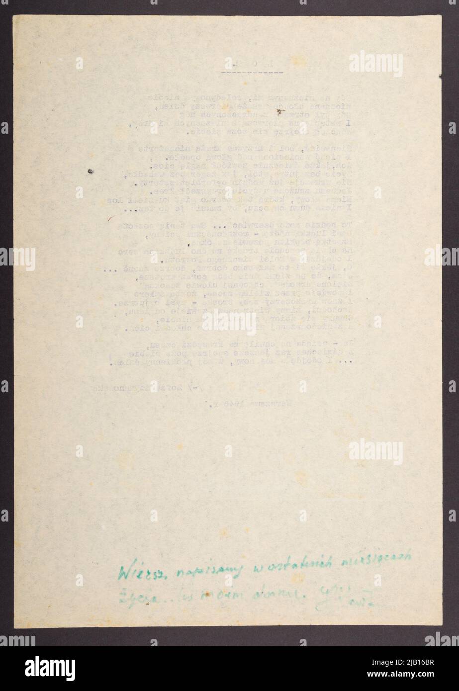 Poem Lot (typescript) Szymanowska Lenartowiczowa Zofia (1825 1870) Foto Stock