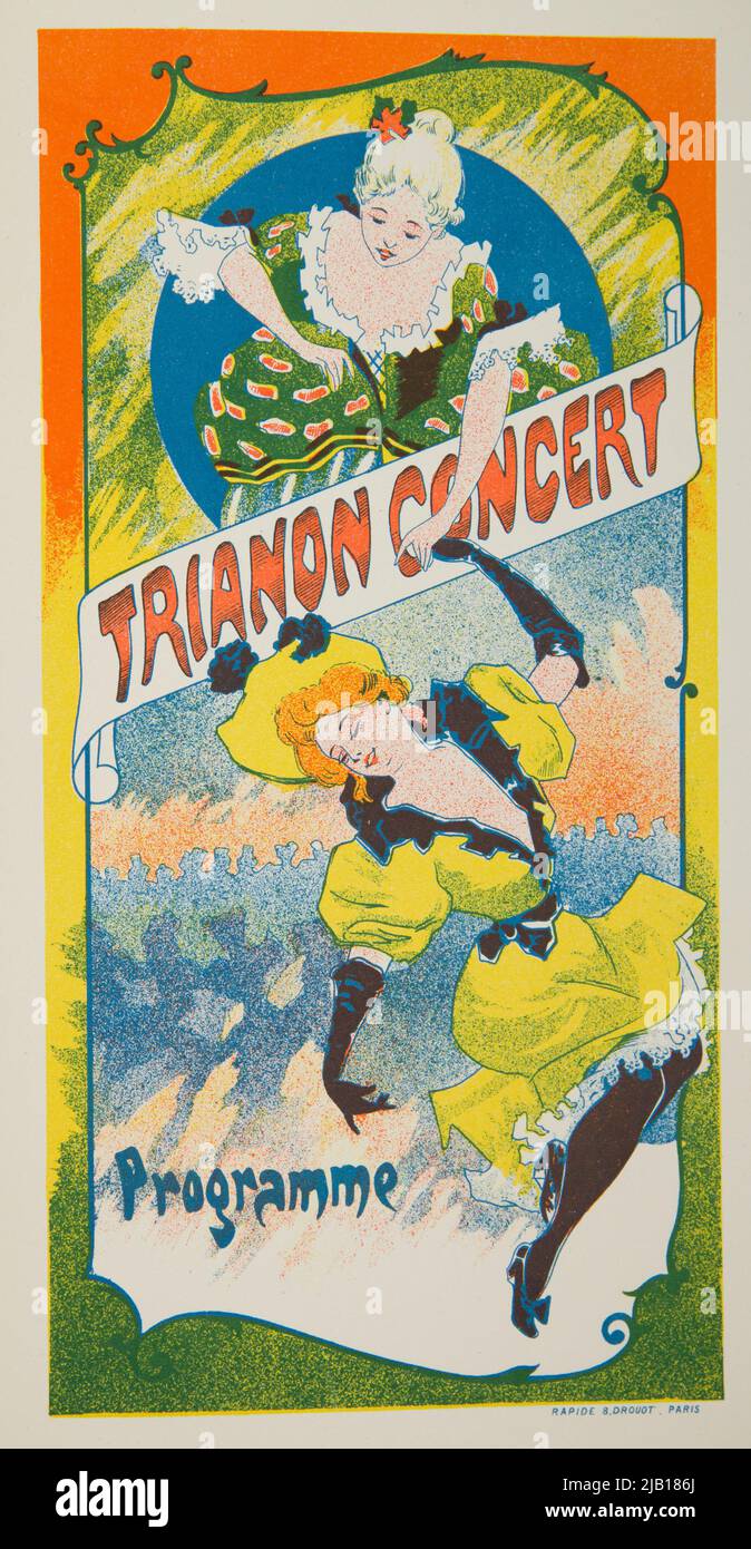 Trianon Concert Program Board (Musical Theatre Open 1894 a Montmartre in Parigi) Album E. Mainnron Les programs illustri concerti dei teatri e dei caffè. Menu, carte d'invito, piccoli, ecc. Maindron, Ernest (1838 1908), Misti, Ferdinand (1865 1922) Foto Stock