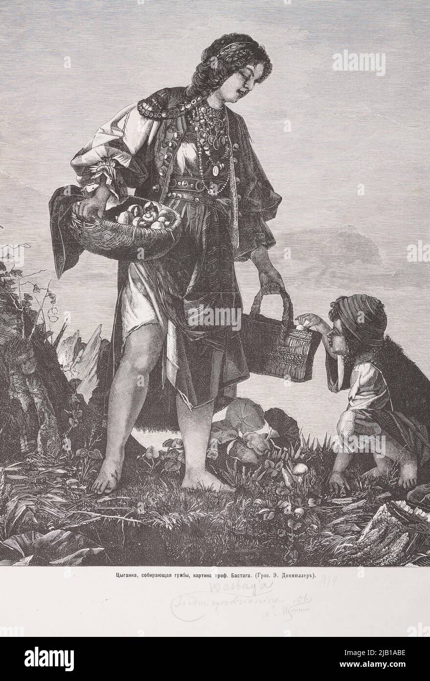 Sui funghi secondo l'immagine di György Vastagha. Una clip da una rivista russa Dammüller, E. (N.N.), Vastagh, György (1834 1922) Foto Stock