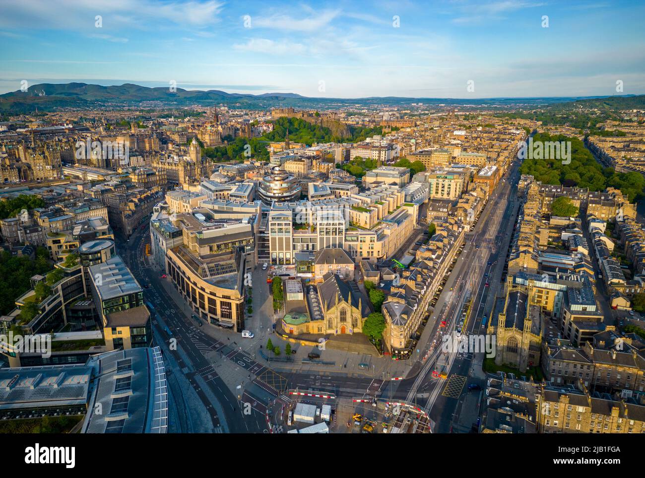 Vista aerea del St James Quarter nel centro di Edimburgo, Scozia, Regno Unito Foto Stock