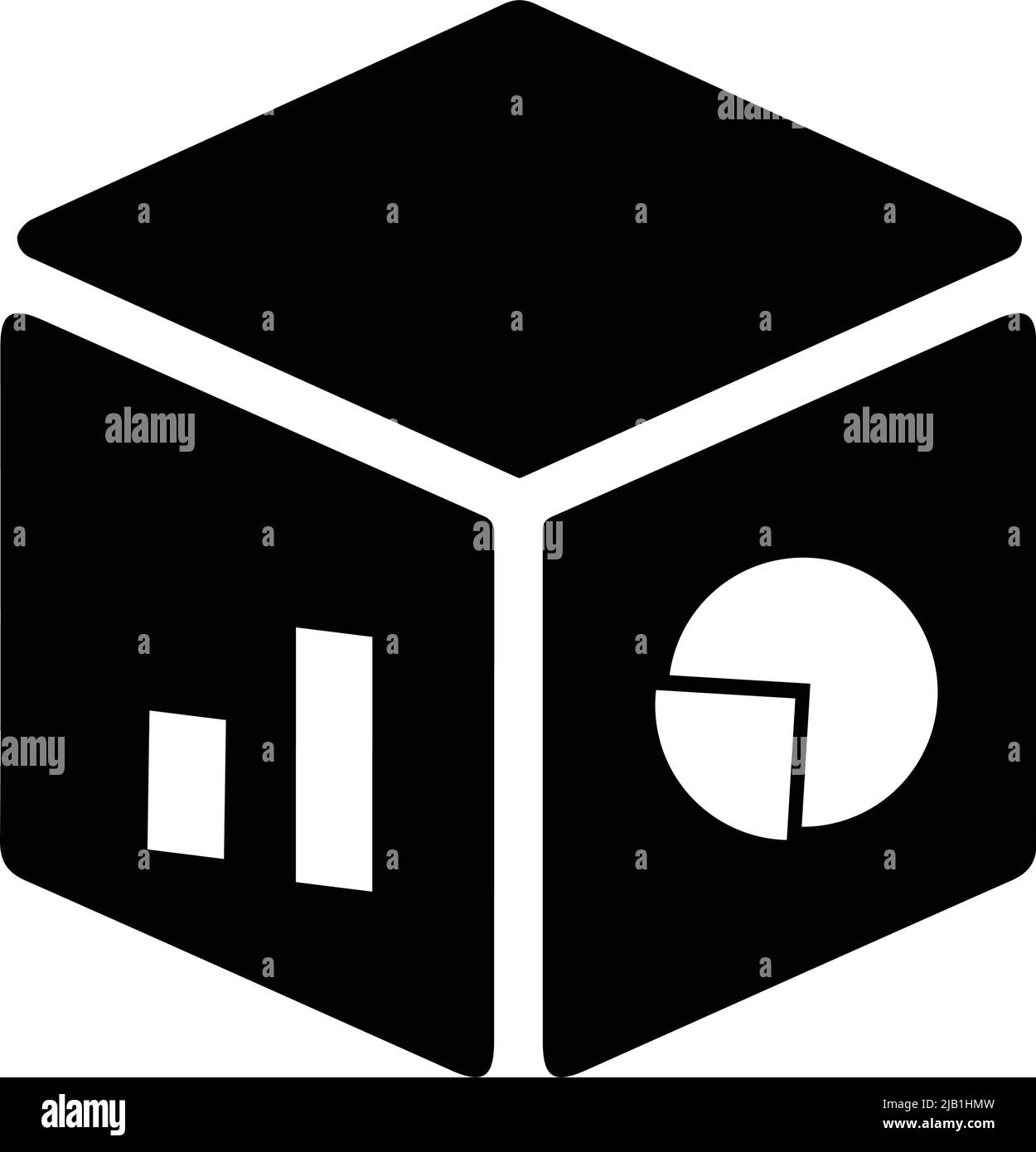 Analytics, olap, icona dei big data. Utilizzo in stampa, web, progetti di design o qualsiasi tipo di scopo commerciale. Illustrazione Vettoriale