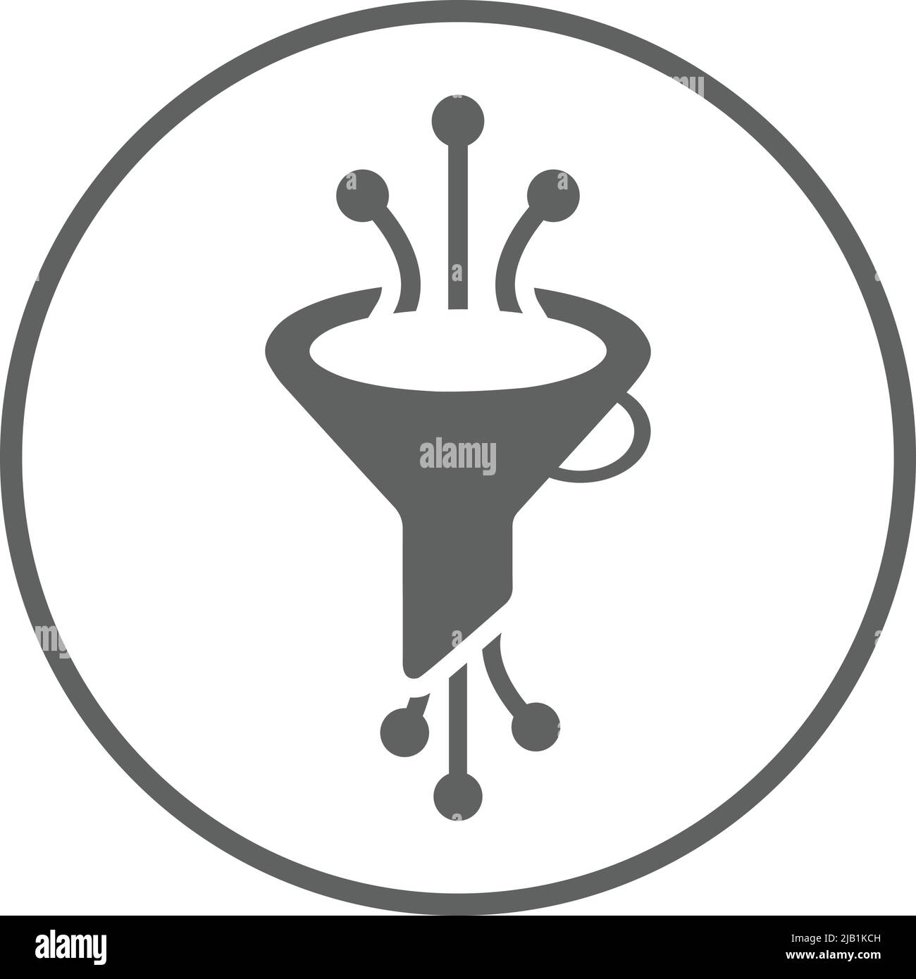 Icona filtro, imbuto, big data. Vettore semplice ben organizzato e meticolosamente design. Illustrazione Vettoriale