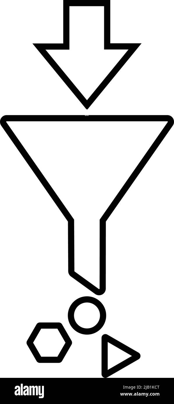 Icona filtro, imbuto, varietà di dati. Vettore semplice ben organizzato e meticolosamente design. Illustrazione Vettoriale