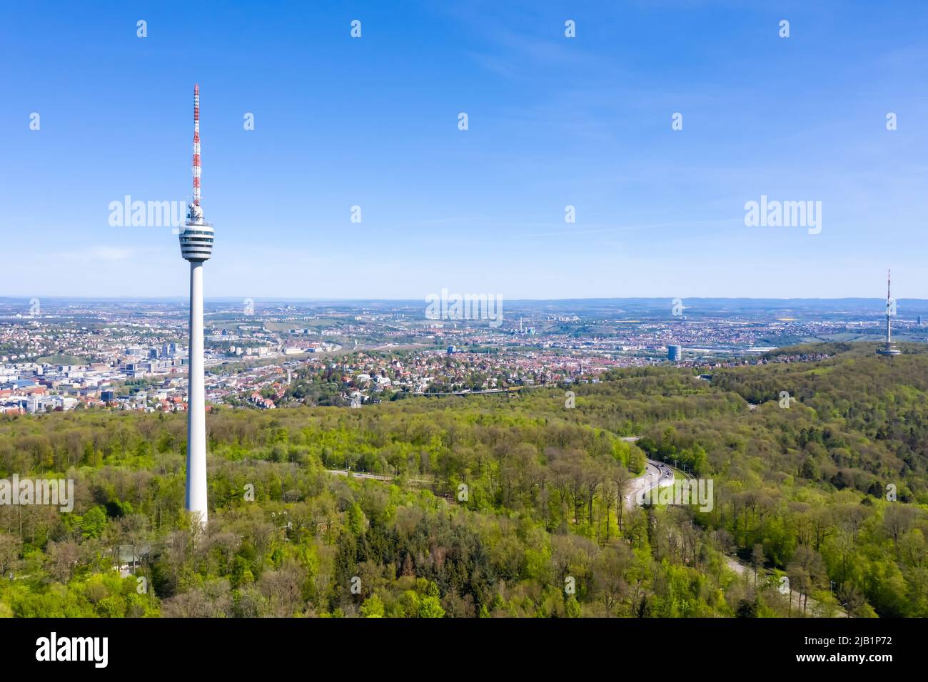 Stuttgart torre tv skyline vista aerea città architettura viaggio in Germania Foto Stock