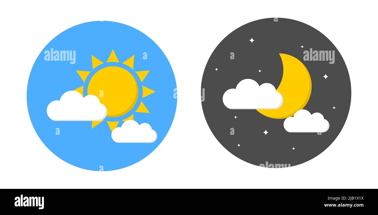 Set di icone giorno e notte Illustrazione Vettoriale