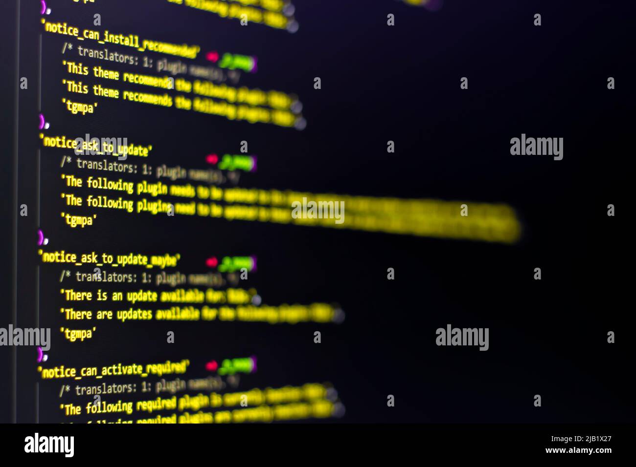 Codice plugin Wordpress. Può essere utilizzato come banner Foto Stock