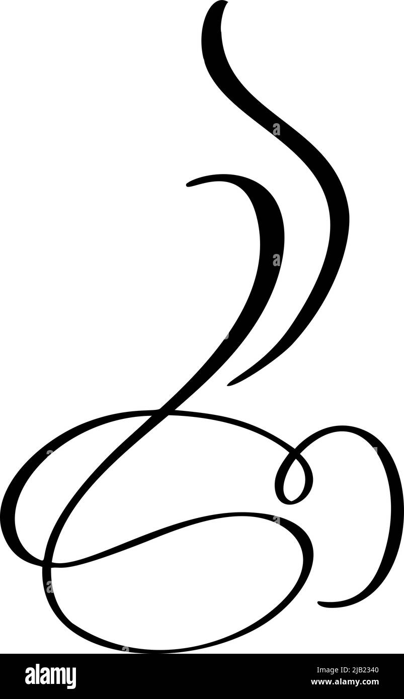 Caffè vettoriale o tazzina da tè con vapore. Illustrazione calligrafica in bianco e nero. Disegno a mano per logo, icone caffè, menu, tessuti Illustrazione Vettoriale