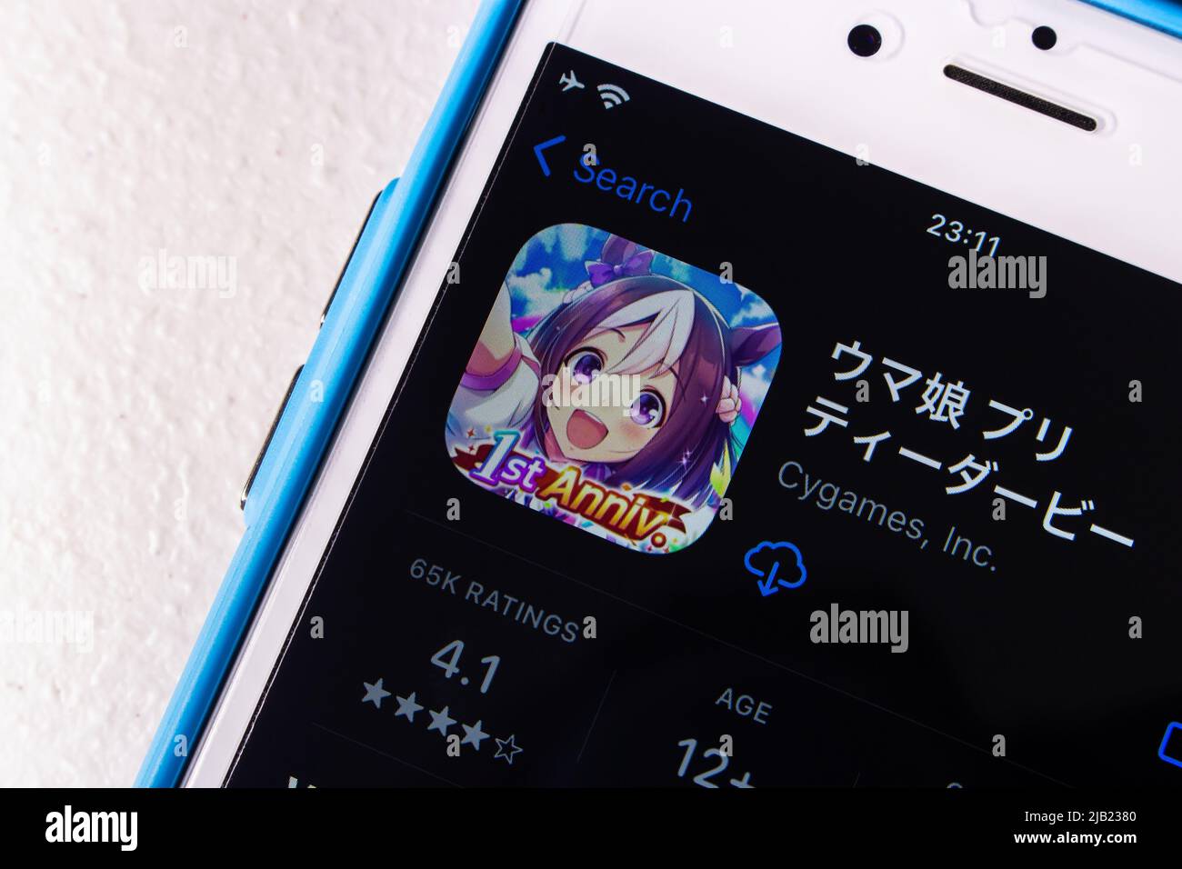 UMA Musume Pretty Derby app (traduzione: Horse Girl Pretty Derby) nell'App Store sull'iPhone. UMA Musume è una serie multimediale di Cygames. Foto Stock