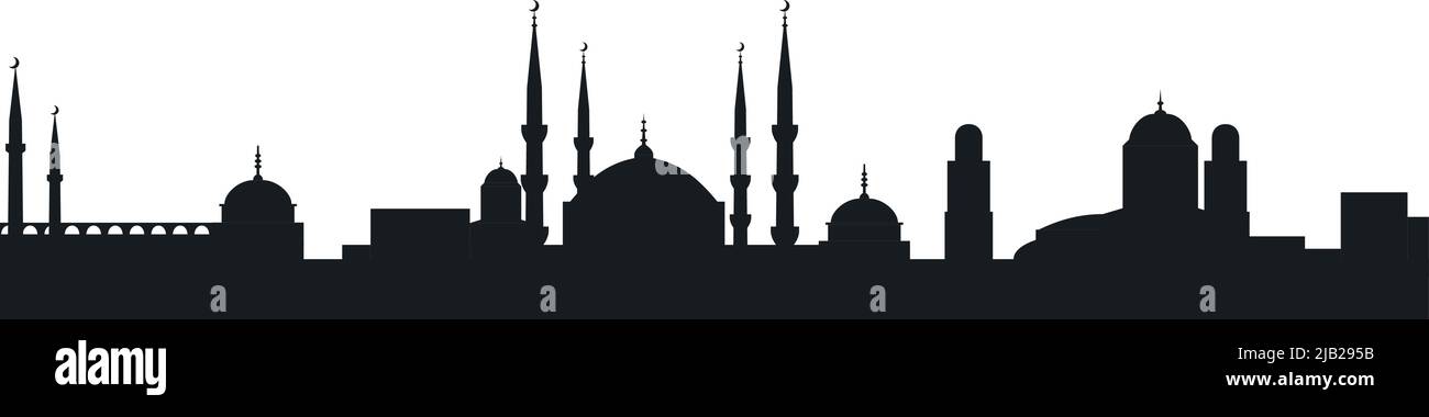Tradizionale architettura islamica silhouette nera. Edifici orientali forme Illustrazione Vettoriale