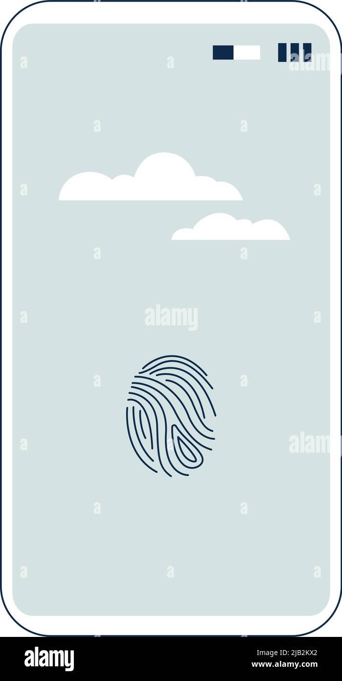 Schermo del telefono protetto da scanner per impronte digitali. Icona Privacy Illustrazione Vettoriale