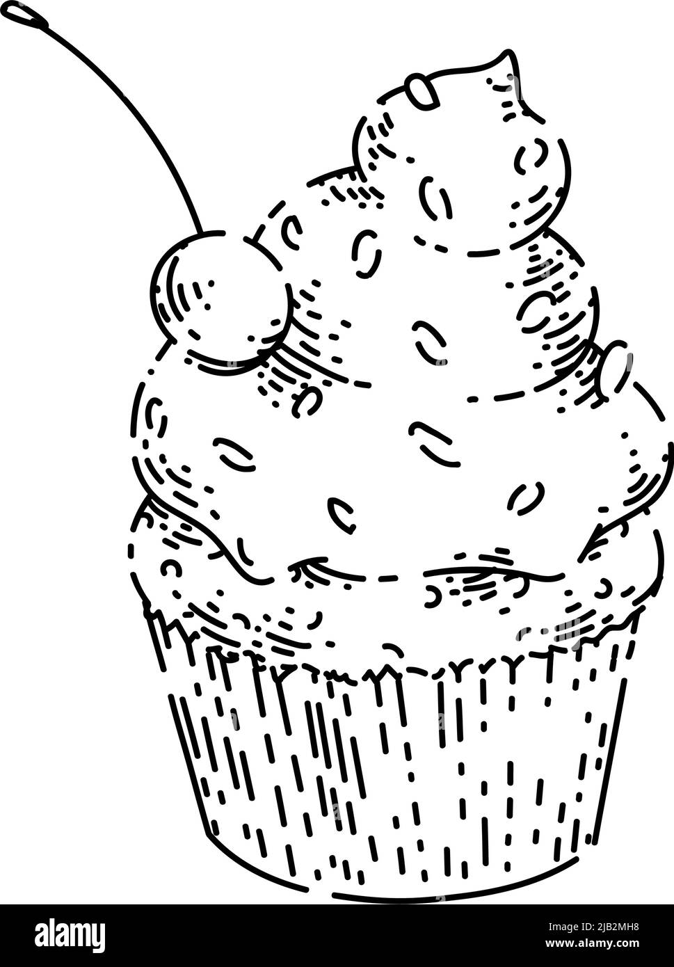 schizzo di cupcake vettore disegnato a mano Illustrazione Vettoriale