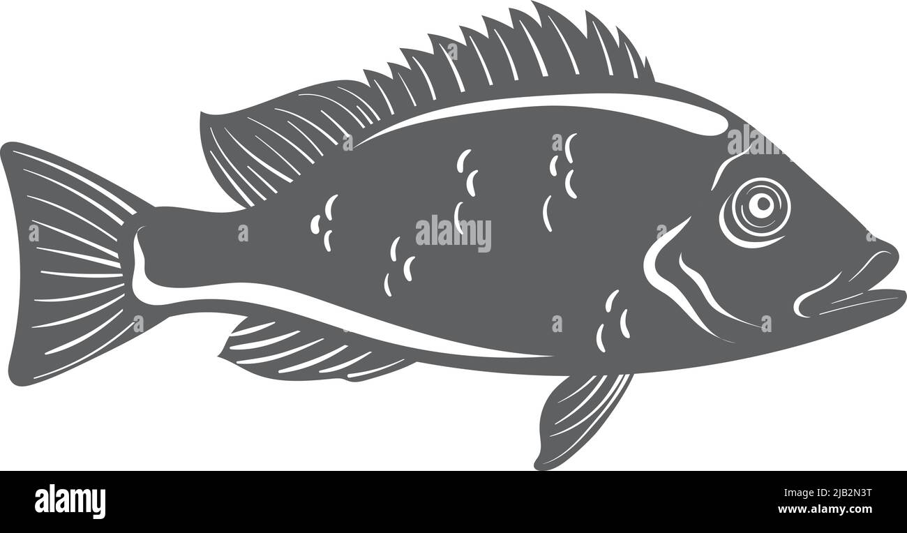 Icona Seaperch. Logo Fish. Silhouette di animali marini isolata su sfondo bianco Illustrazione Vettoriale