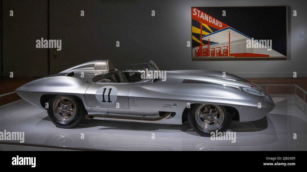 1959 General Motors Corvette Stingray racer, mostra, Detroit Style: Car Design in the Motor City, 1950–2020, Detroit Institute of Art, USA Foto Stock