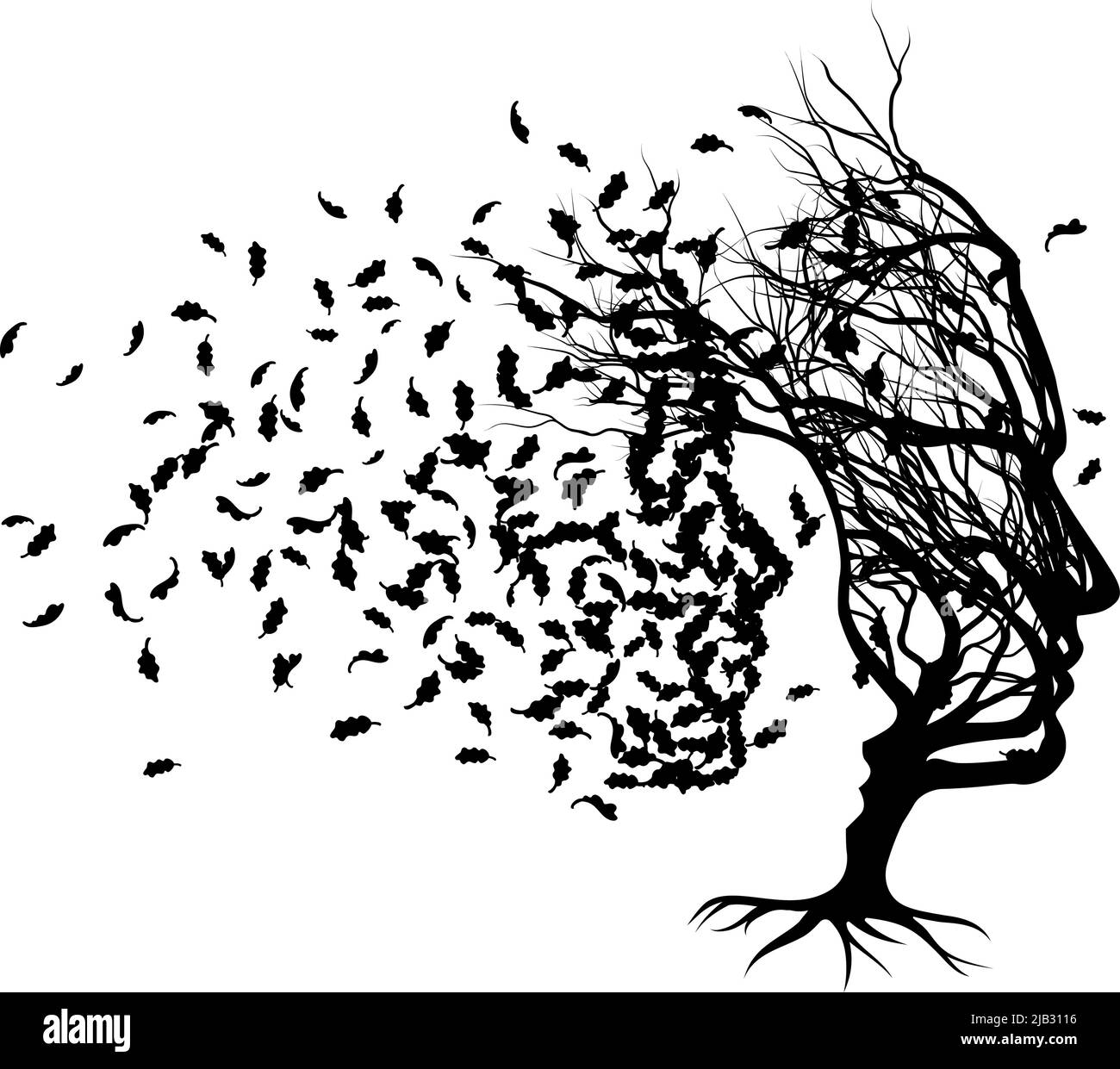 Illusione ottica Famiglia albero uomo Donna Bambino volti Illustrazione Vettoriale