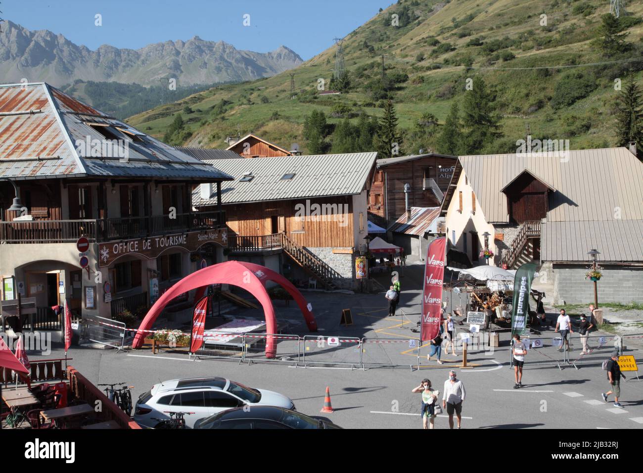 Fête du village de Vars Sainte-Marie un 15 août, Hautes-Alpes Foto Stock