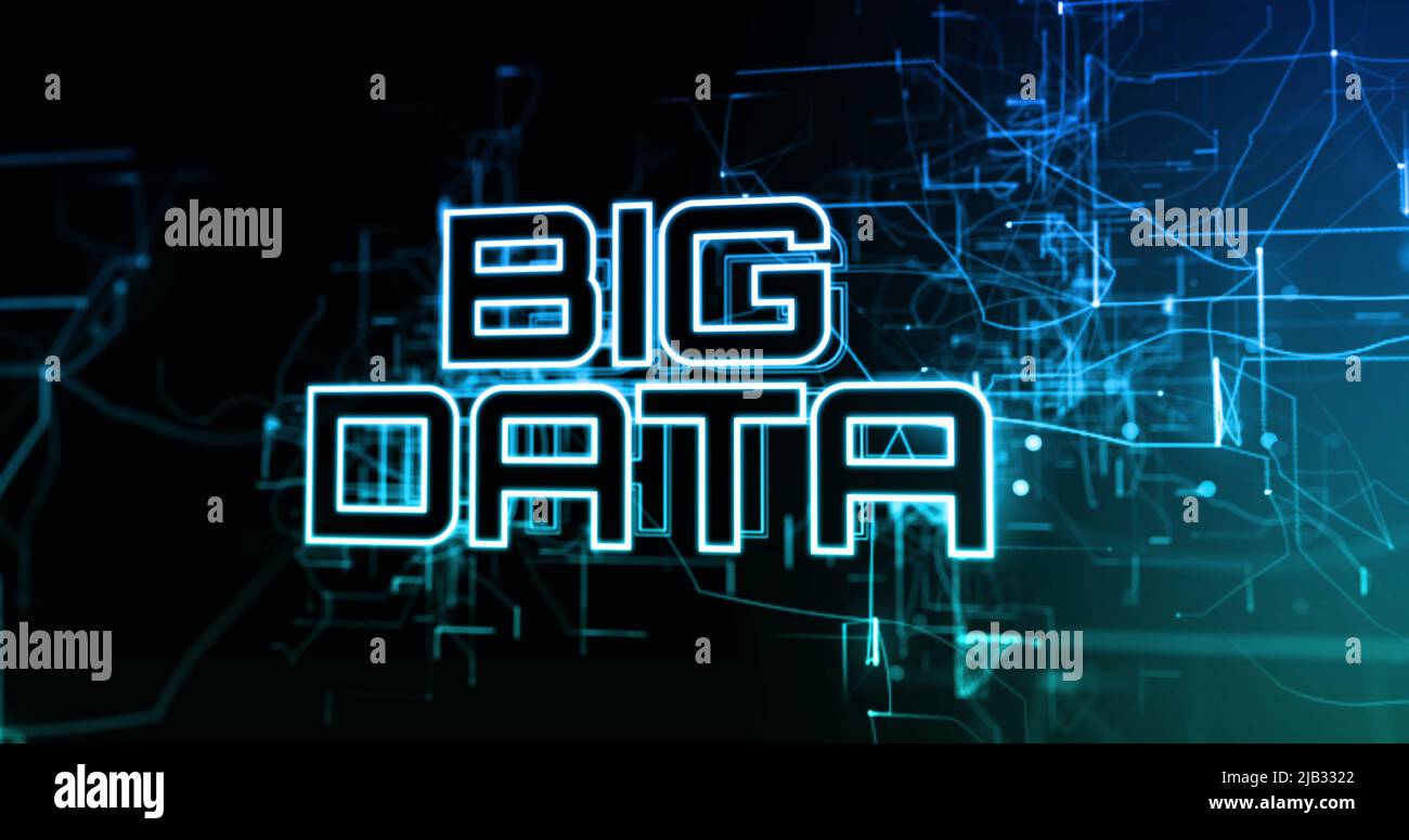 Immagine del testo dei big data su sfondo nero Foto Stock