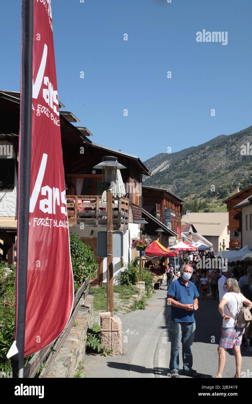 Fête du village de Vars Sainte-Marie un 15 août, Hautes-Alpes Foto Stock