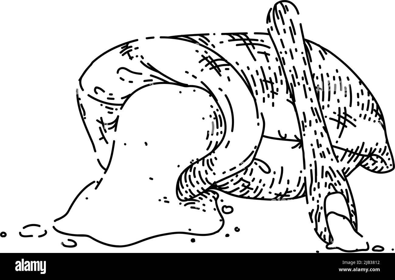 sale in sacco di tela aperto schizzo vettore disegnato a mano Illustrazione Vettoriale